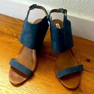 Halogen suede wedge sandals sling back